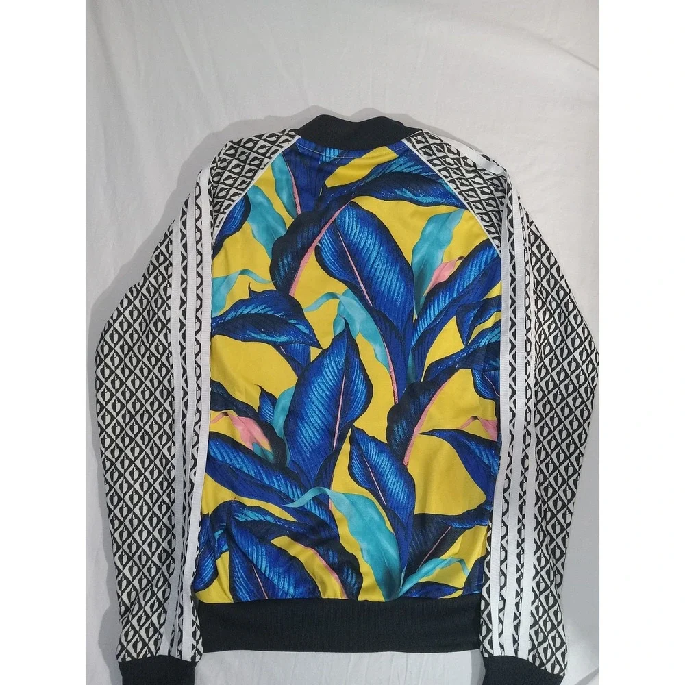 Adidas X Farm Rio Limited Edition Track Jacket Size XS Tropical Blue Yellow Leaf